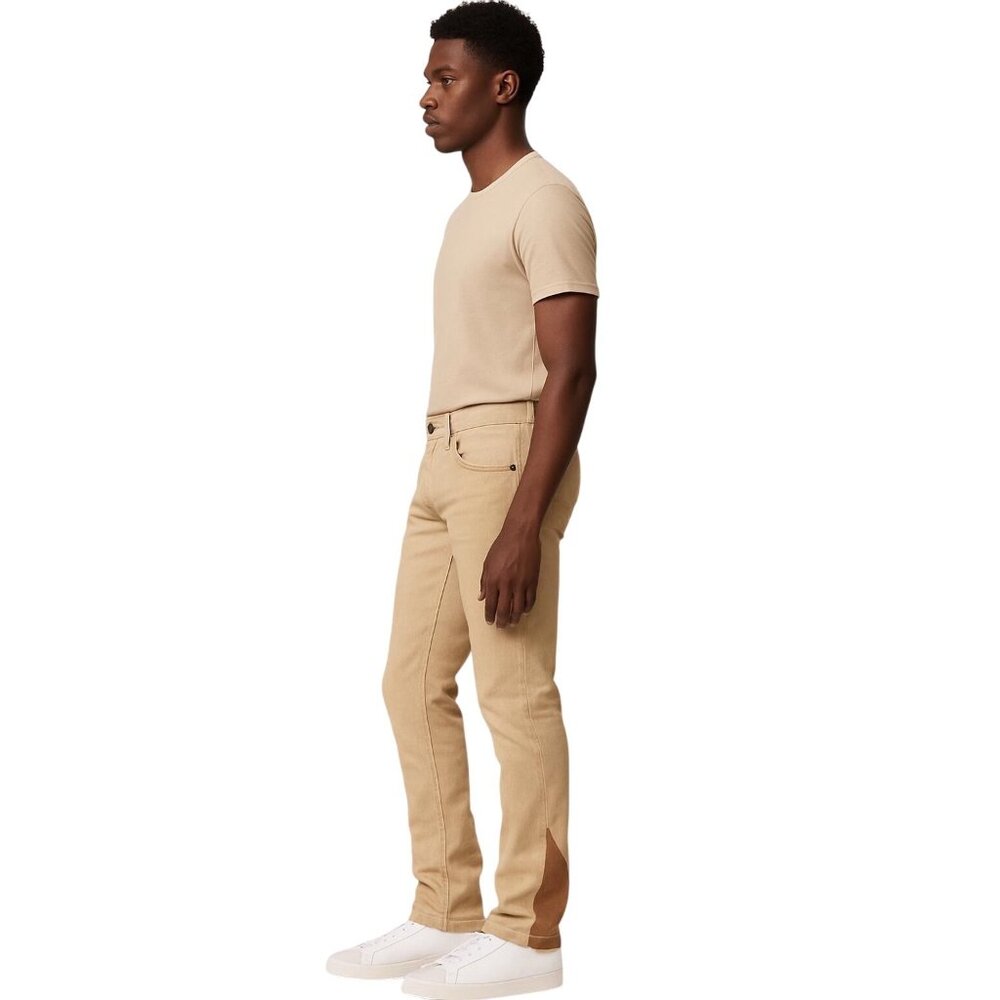 Hudson X Brandon Williams Don Flare Jeans 38 Hope Wash Beige Colorblock Panel